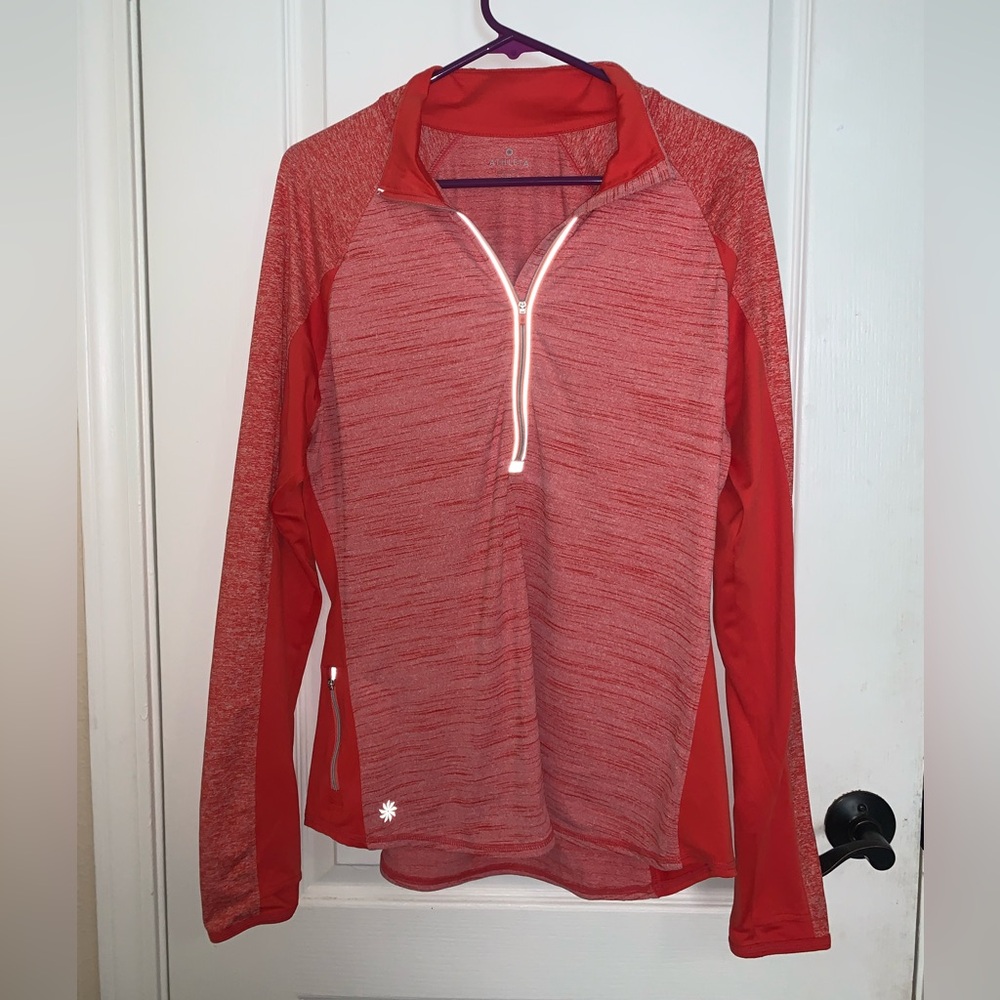Women’s Athleta Half Zip Running Long Sleeve Reflective Top Coral/Red/Orange XL
